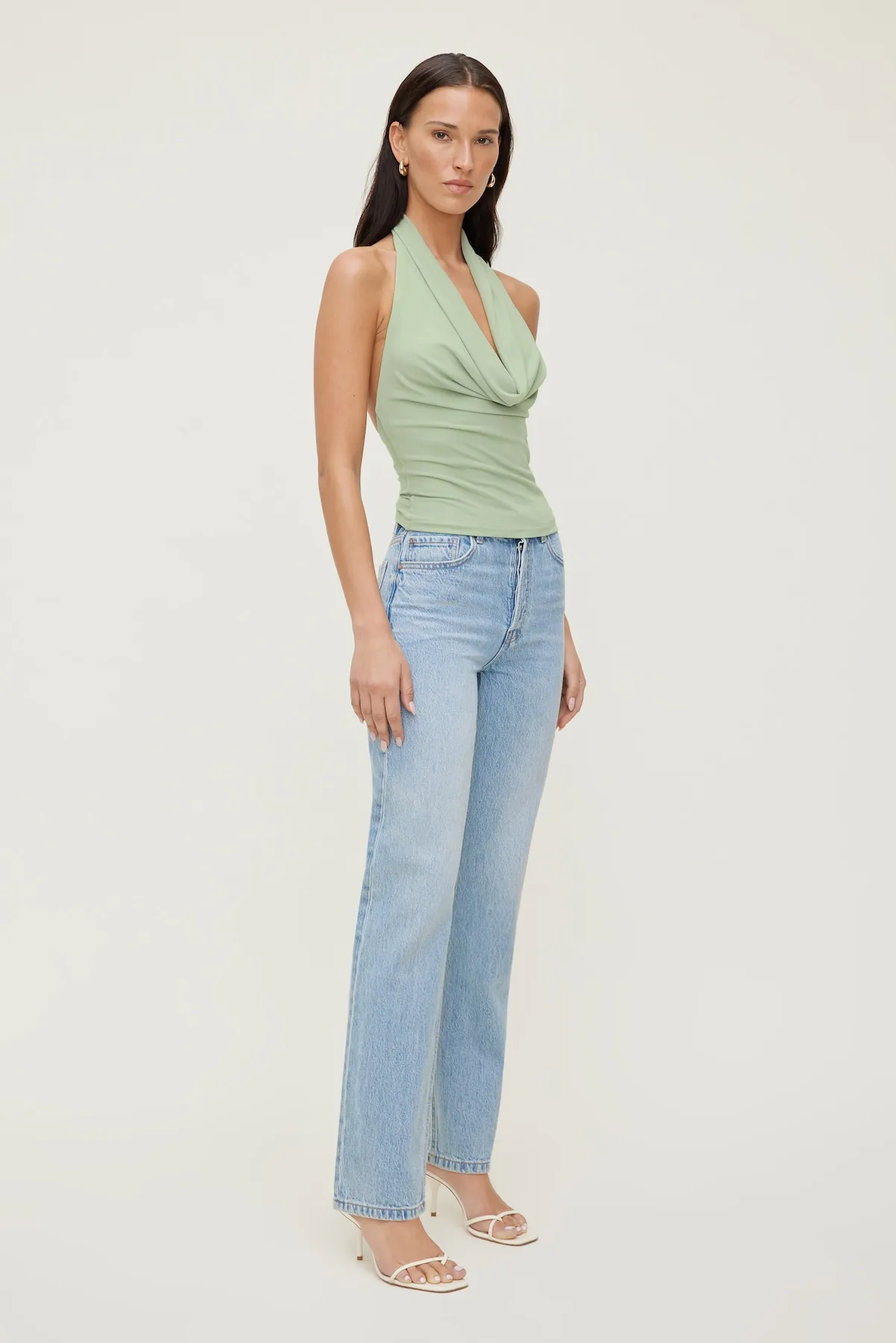 Cowl Neck Mesh Halter Top sold by Dynamite product image thumbnail 3
