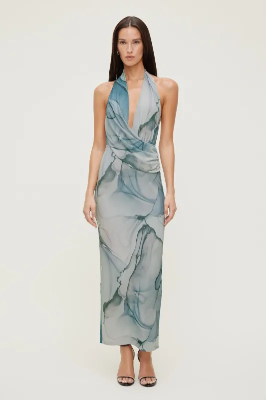 Plunge Mesh Maxi Dress made by Dynamite