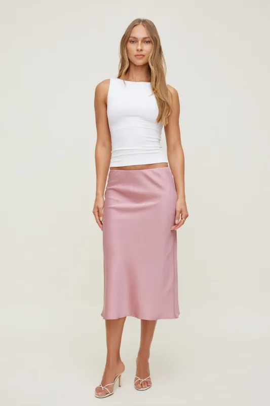Delila Satin Midi Skirt made by Dynamite