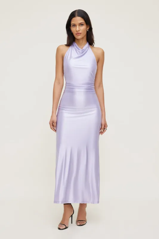 Stretch Satin Halter Maxi Dress made by Dynamite