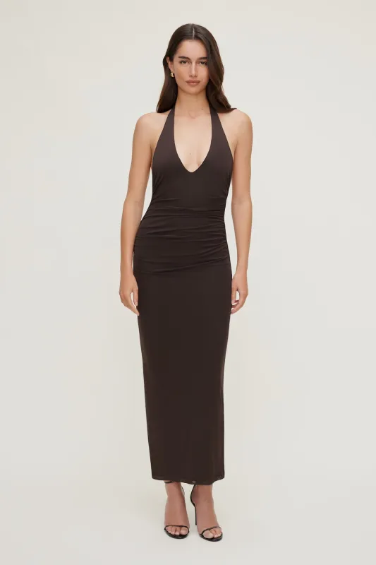 Reia Halter Mesh Maxi Dress made by Dynamite
