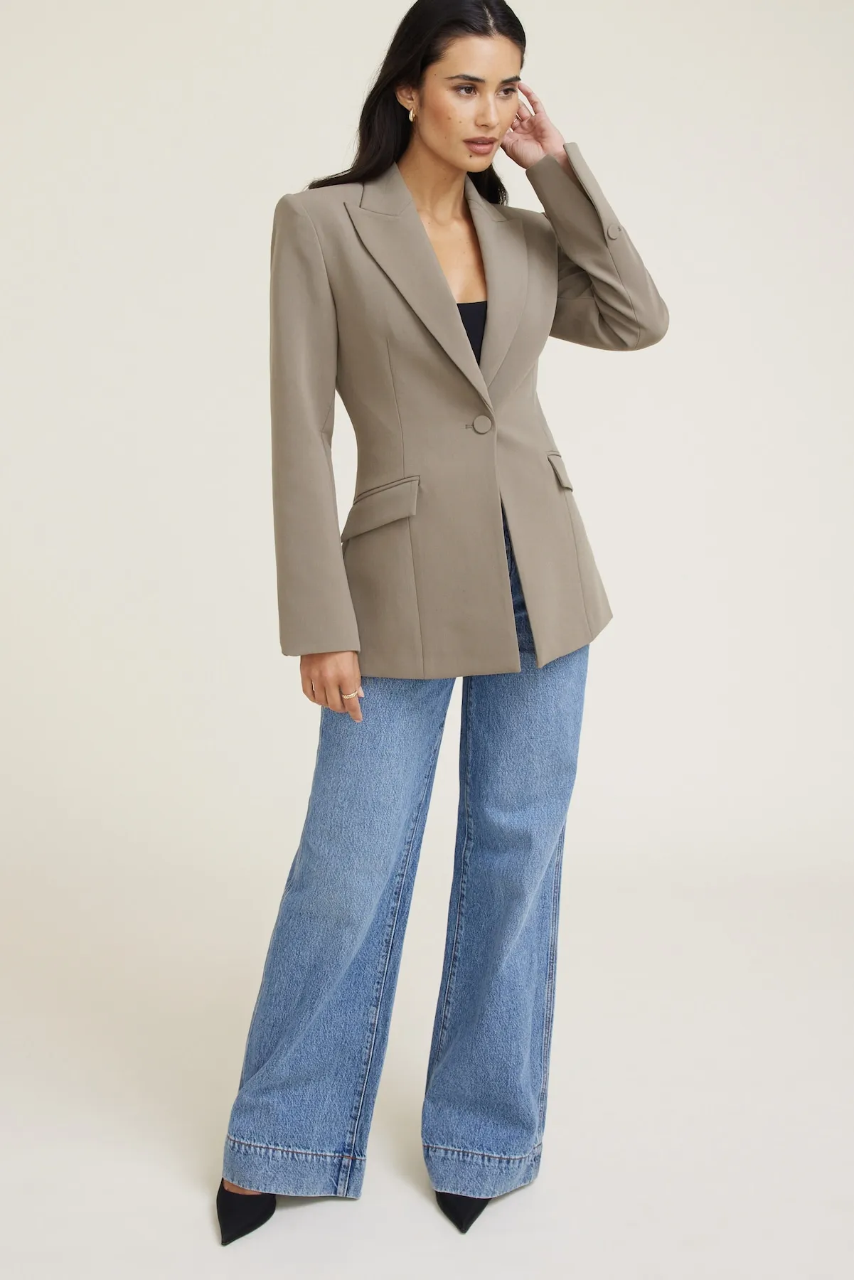 Anna Cinched Blazer sold by Dynamite