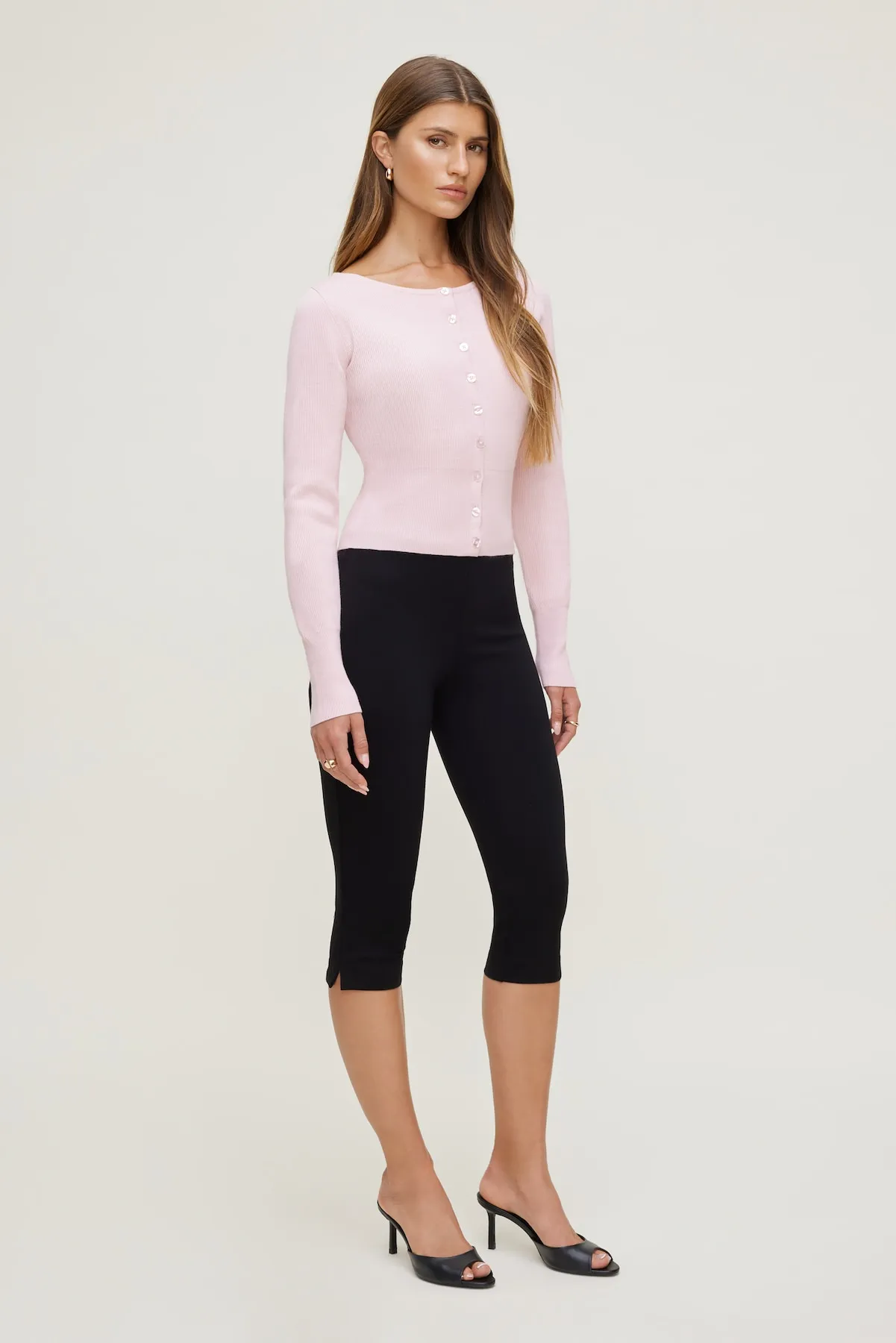 Sara Ribbed Cinch Hem Cardigan sold by Dynamite product image thumbnail 3