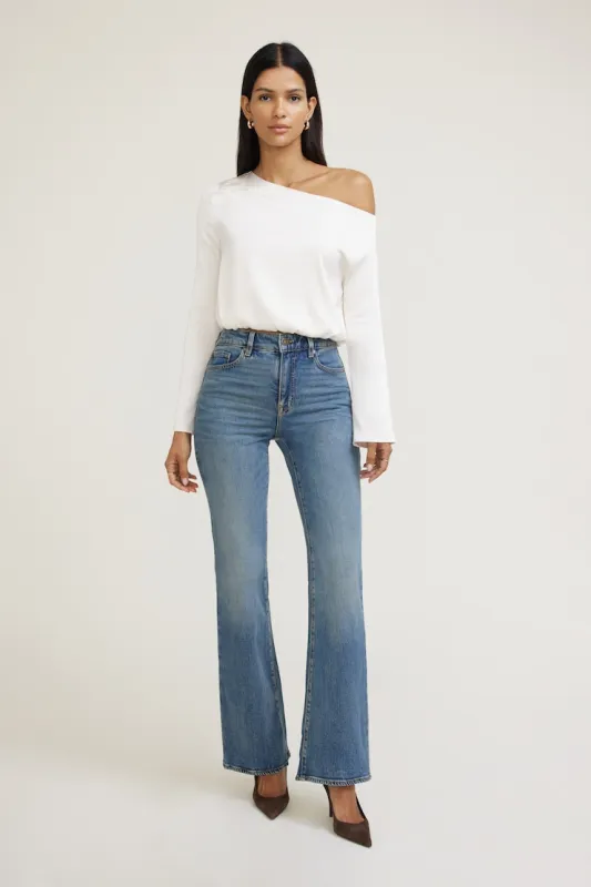 Off Shoulder Satin Blouse - Dynamite - Beige - Women Clothing made by Dynamite
