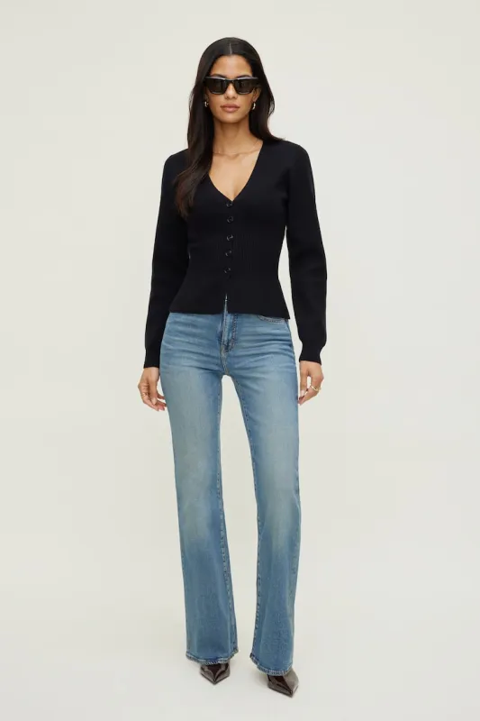 Cinched Waist Cardigan - Dynamite - Black - Women Clothing made by Dynamite