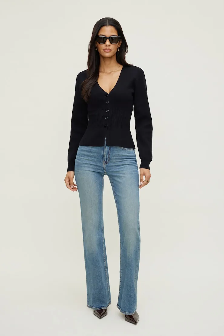Cinched Waist Cardigan - Dynamite - Black - Women Clothing sold by Dynamite