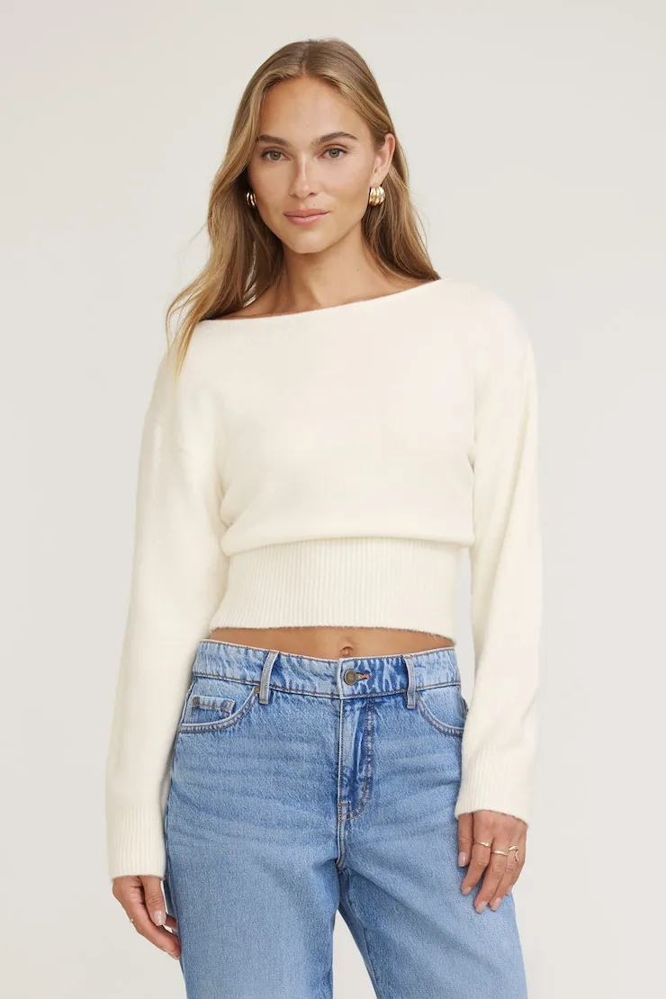 Juliet Cinched Boat Neck Sweater - Dynamite - Beige - Women Clothing sold by Dynamite product image thumbnail 5