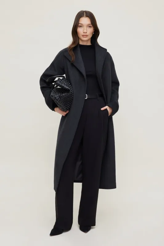 Belted Wool Wrap Coat - Dynamite - Greys - Women Clothing made by Dynamite