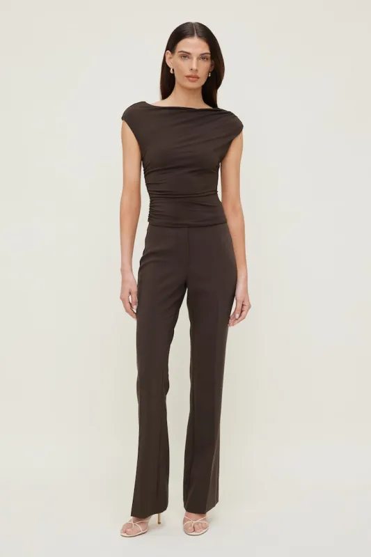 Sculpt Draped Top - Dynamite - Brown - Women Clothing made by Dynamite