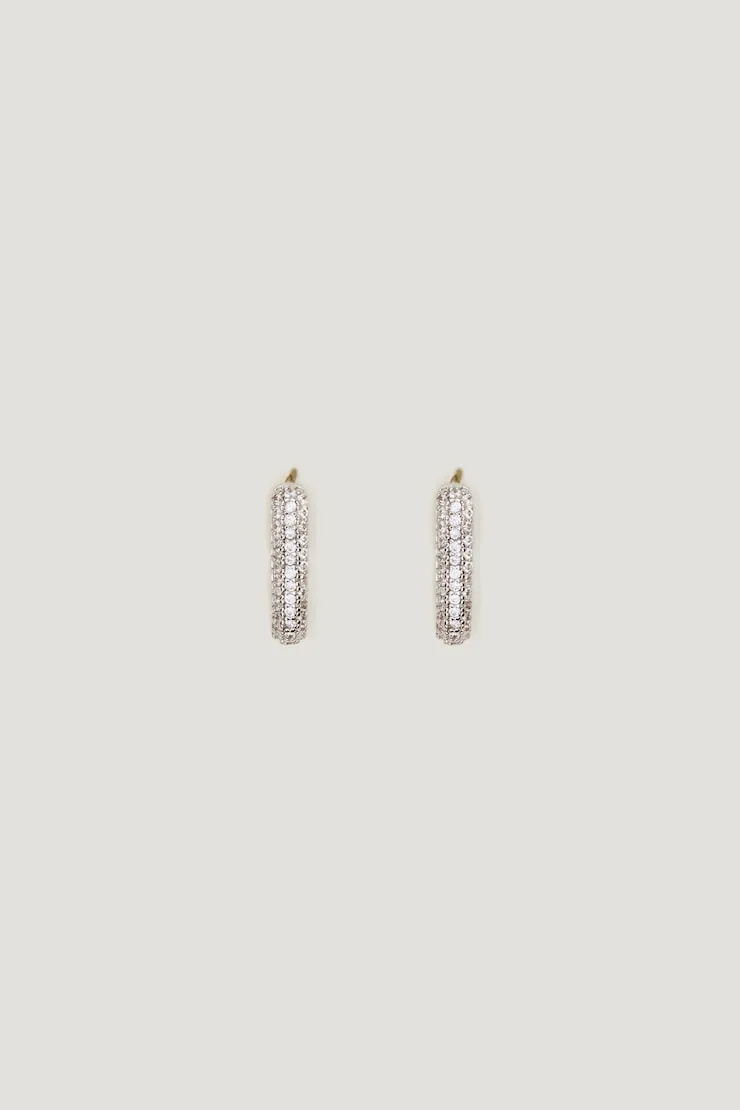 U Shaped Pavé Hoop Earrings - Dynamite - Grey - Women Clothing sold by Dynamite
