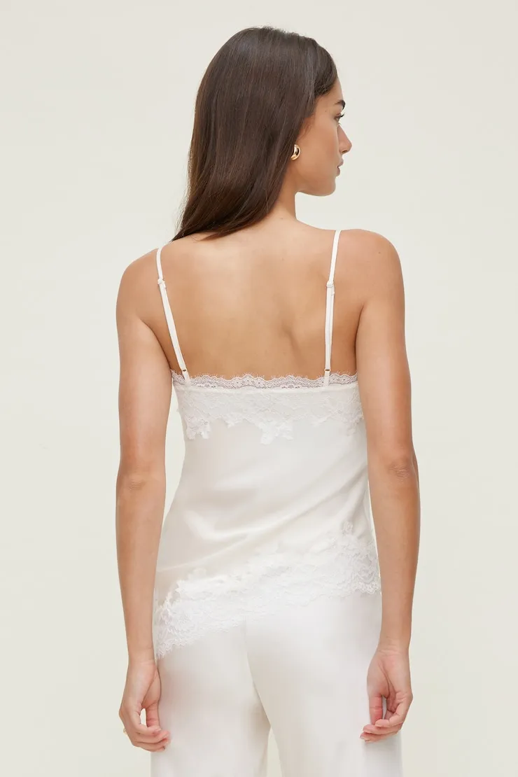 Cassie Asymmetric Lace Satin Cami - Dynamite - Beige - Women Clothing sold by Dynamite product image thumbnail 5