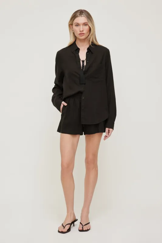 Linen High Rise Shorts - Dynamite - Brown - Women Clothing made by Dynamite