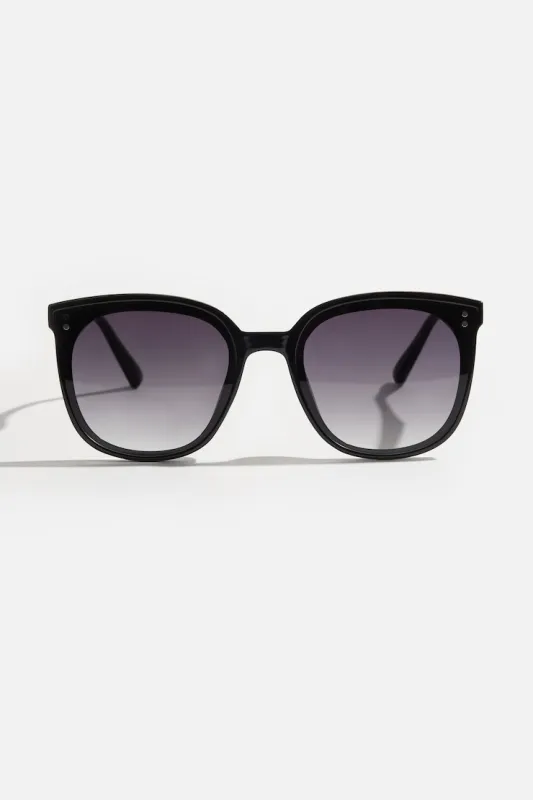 Flat Wayfarer Sunglasses - Dynamite - Black - Women Clothing made by Dynamite