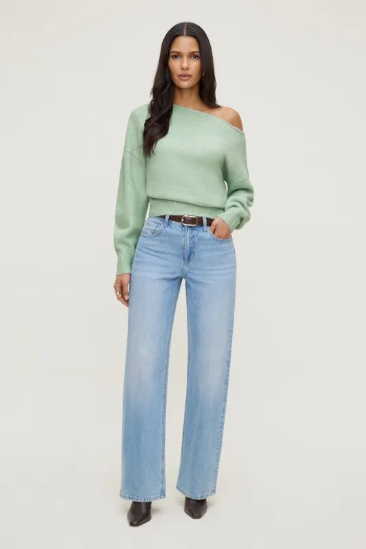 Lola Off Shoulder Sweater - Dynamite - Green - Women Clothing made by Dynamite