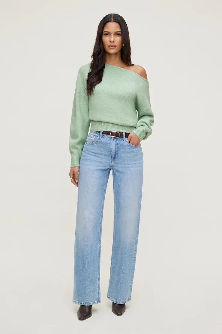 Lola Off Shoulder Sweater - Dynamite - Green - Women Clothing sold by Dynamite