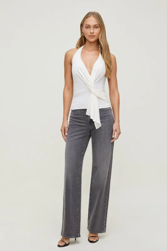 Front Drape Halter Top - Dynamite - White - Women Clothing made by Dynamite