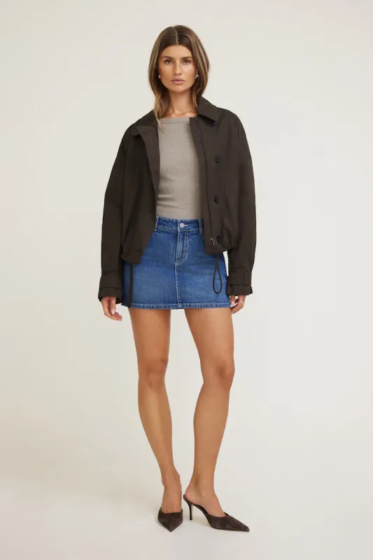 Gia Denim Mini Skort - Dynamite - Blue - Women Clothing made by Dynamite