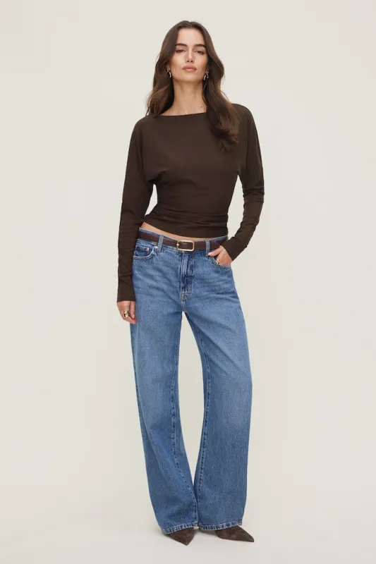 Mira Dolman Sleeve Top - Dynamite - Brown - Women Clothing made by Dynamite