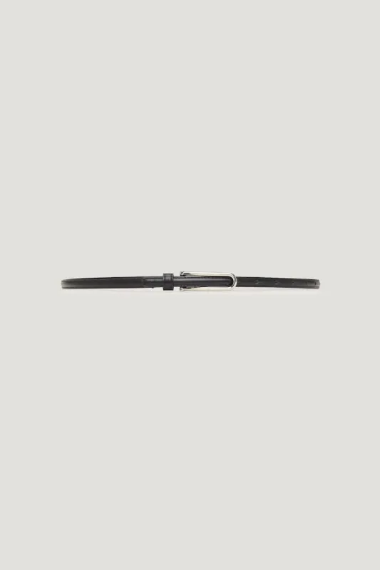 Oval Skinny Faux Leather Belt - Dynamite - Black - Women Clothing made by Dynamite