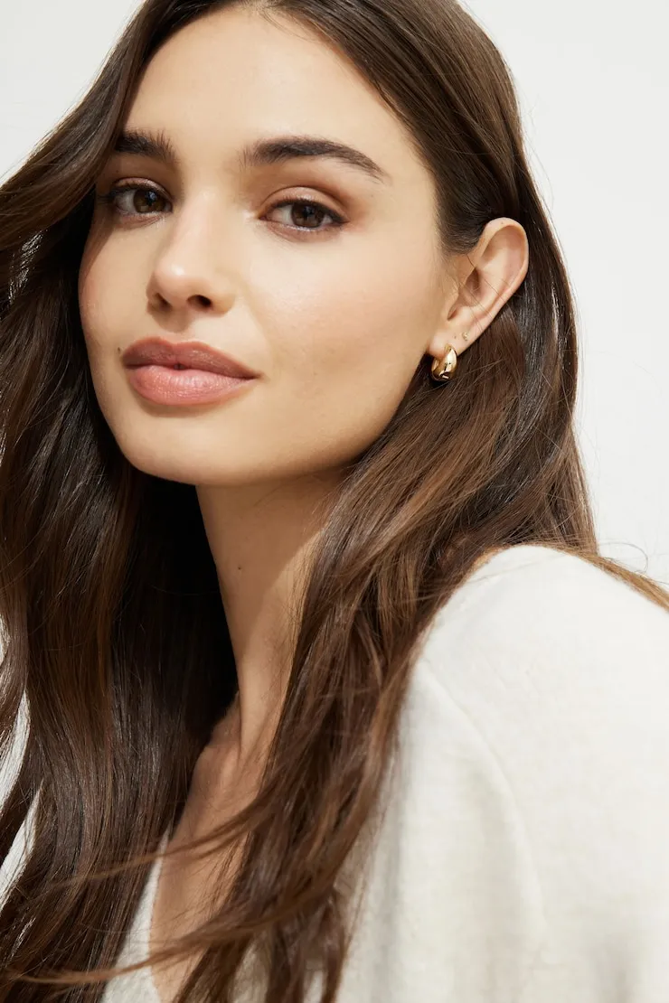 3-Pack Delicate Linear Hoop Earrings - Dynamite - White - Women Clothing sold by Dynamite product image thumbnail 3