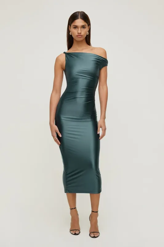 Jayde Stretch Satin Maxi Dress - Dynamite - Green - Women Clothing made by Dynamite