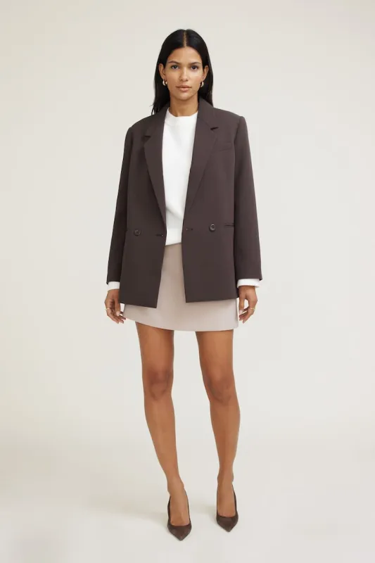 Noa Oversized Blazer - Dynamite - Brown - Women Clothing made by Dynamite