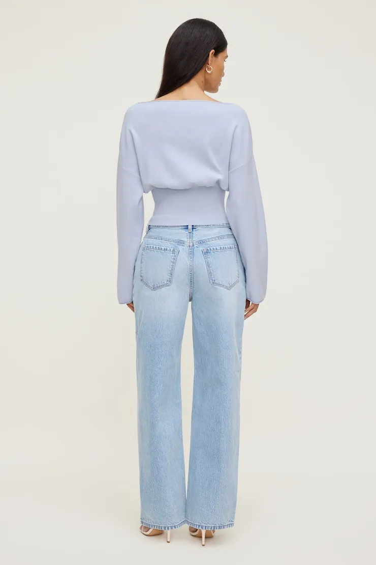 Cinched Boat Neck Sweater - Dynamite - Blue - Women Clothing sold by Dynamite product image thumbnail 2