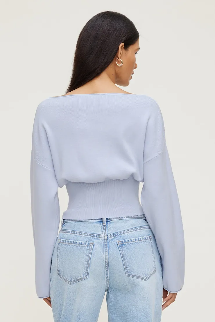 Cinched Boat Neck Sweater - Dynamite - Blue - Women Clothing sold by Dynamite product image thumbnail 5