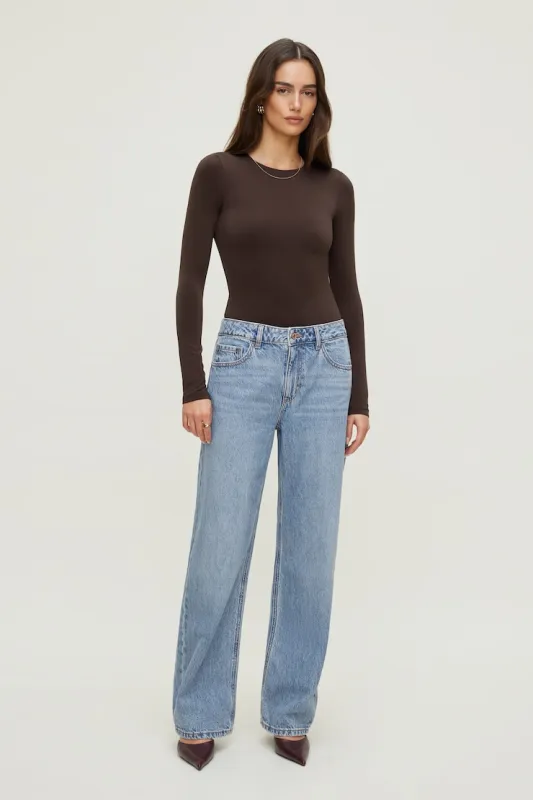 Sculpt Crewneck Bodysuit - Dynamite - Brown - Women Clothing made by Dynamite