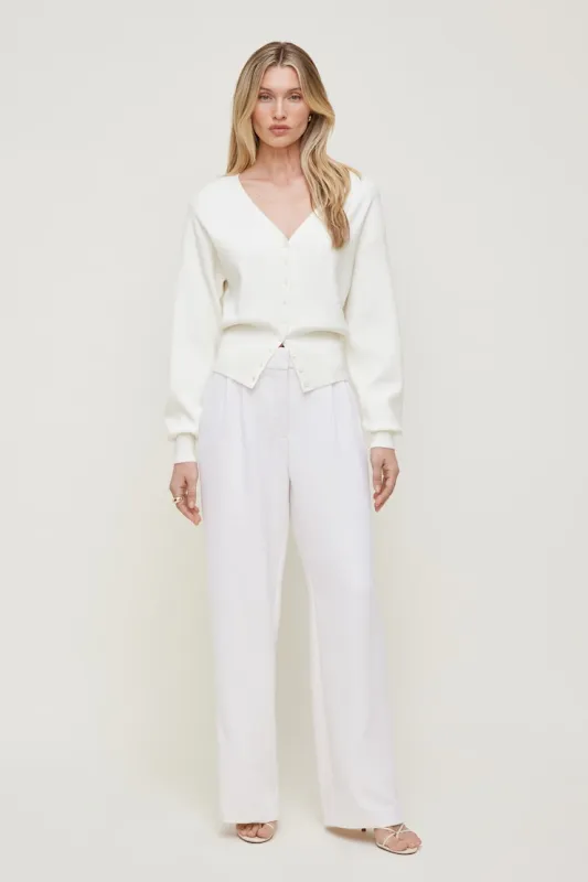 V Neck Cardigan - Dynamite - White - Women Clothing made by Dynamite