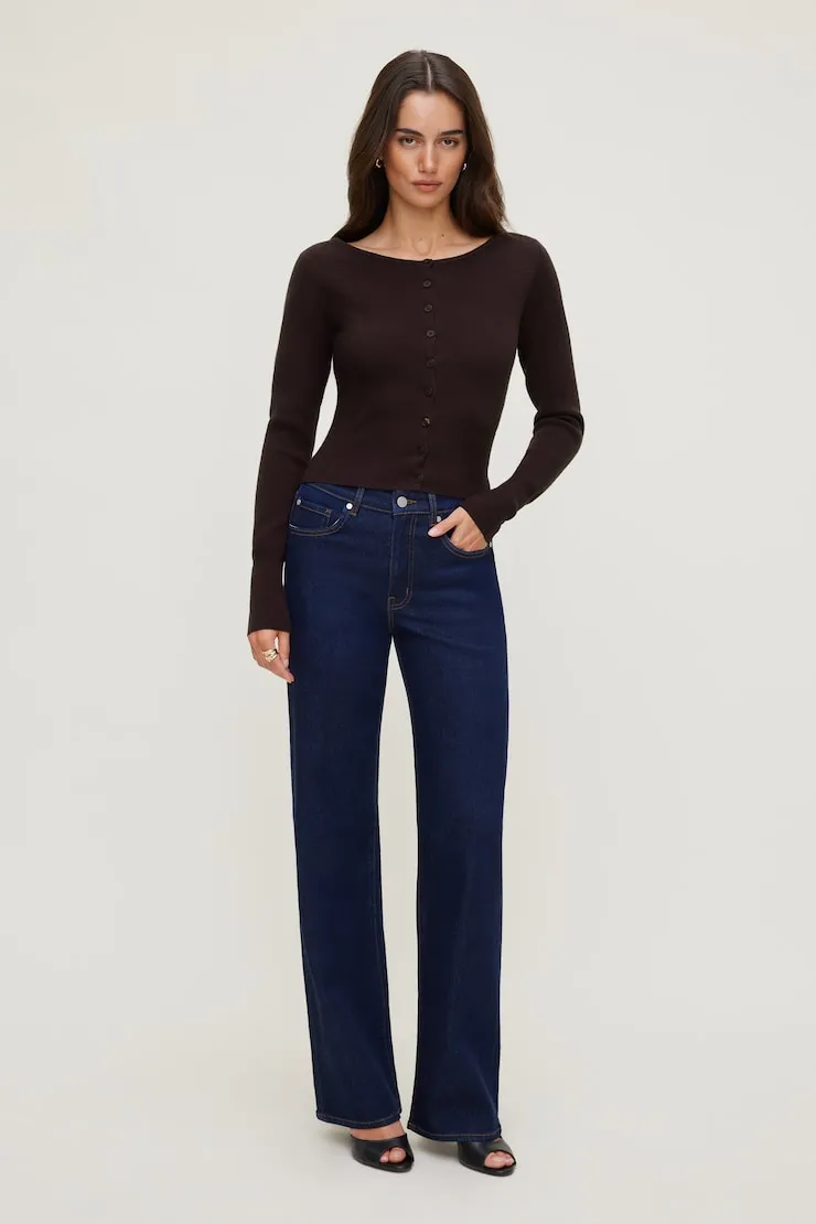 Sara Ribbed Cinch Hem Cardigan - Dynamite - Purple - Women Clothing sold by Dynamite