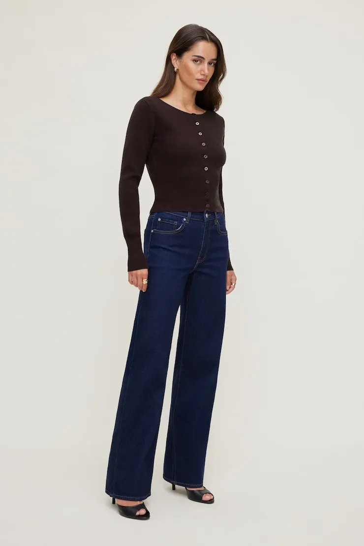 Sara Ribbed Cinch Hem Cardigan - Dynamite - Purple - Women Clothing sold by Dynamite product image thumbnail 3