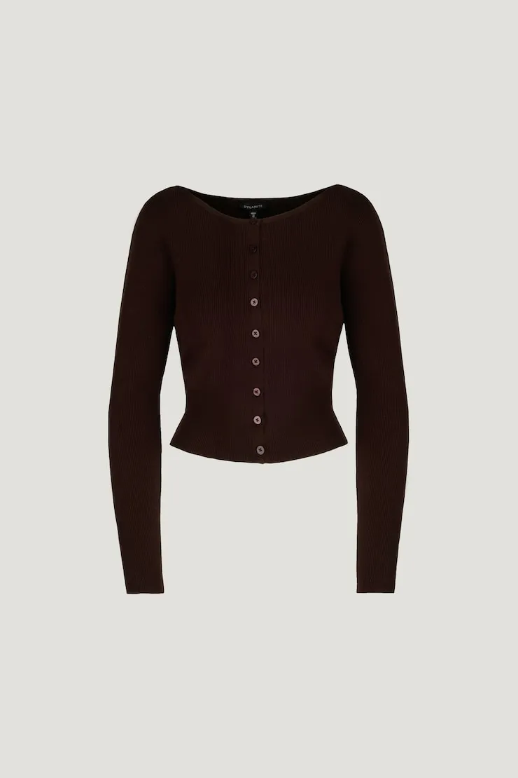 Sara Ribbed Cinch Hem Cardigan - Dynamite - Purple - Women Clothing sold by Dynamite product image thumbnail 4