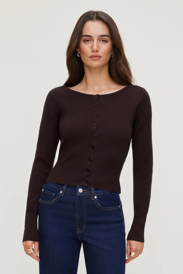 Sara Ribbed Cinch Hem Cardigan - Dynamite - Purple - Women Clothing sold by Dynamite product image thumbnail 5