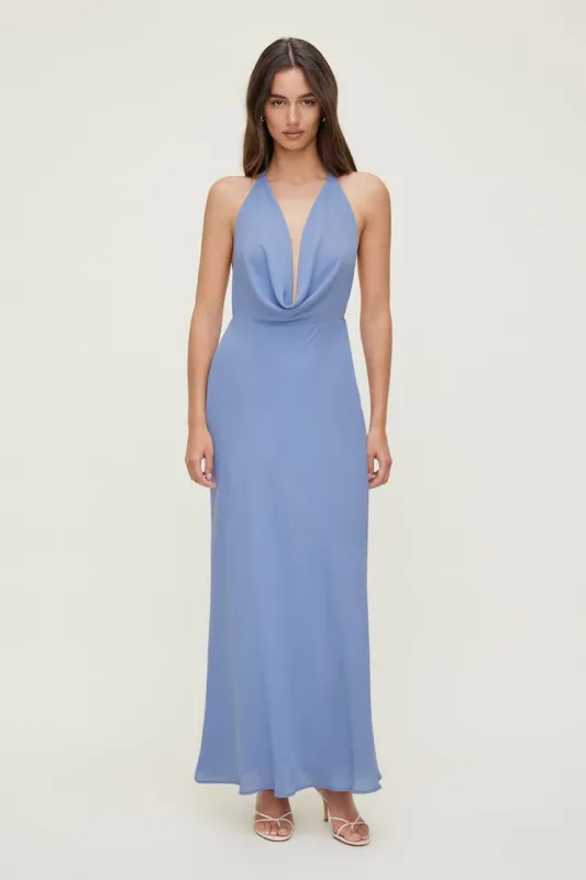 Cowl Halter Neck Maxi Dress - Dynamite - Blue - Women Clothing made by Dynamite
