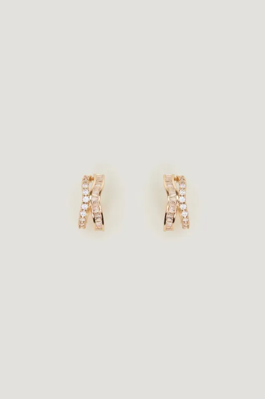 Double Cuff Hoop Earrings - Dynamite - Yellow - Women Clothing made by Dynamite