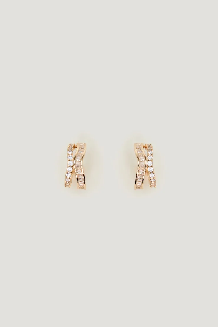 Double Cuff Hoop Earrings - Dynamite - Yellow - Women Clothing sold by Dynamite