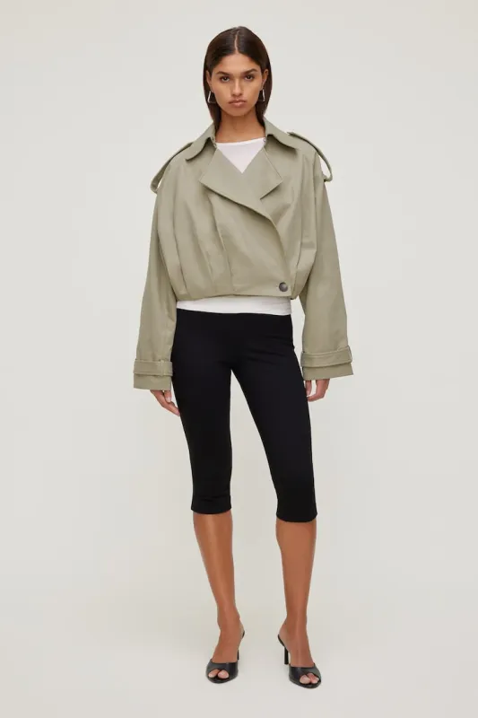 Short Balloon Trench Jacket - Dynamite - Brown - Women Clothing made by Dynamite