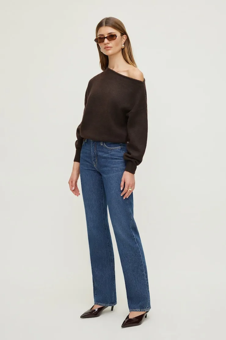 Lola Off Shoulder Sweater - Dynamite - Brown - Women Clothing sold by Dynamite product image thumbnail 3
