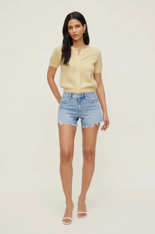 Premium Mohair Short Sleeve Cardigan - Dynamite - Yellow - Women Clothing made by Dynamite