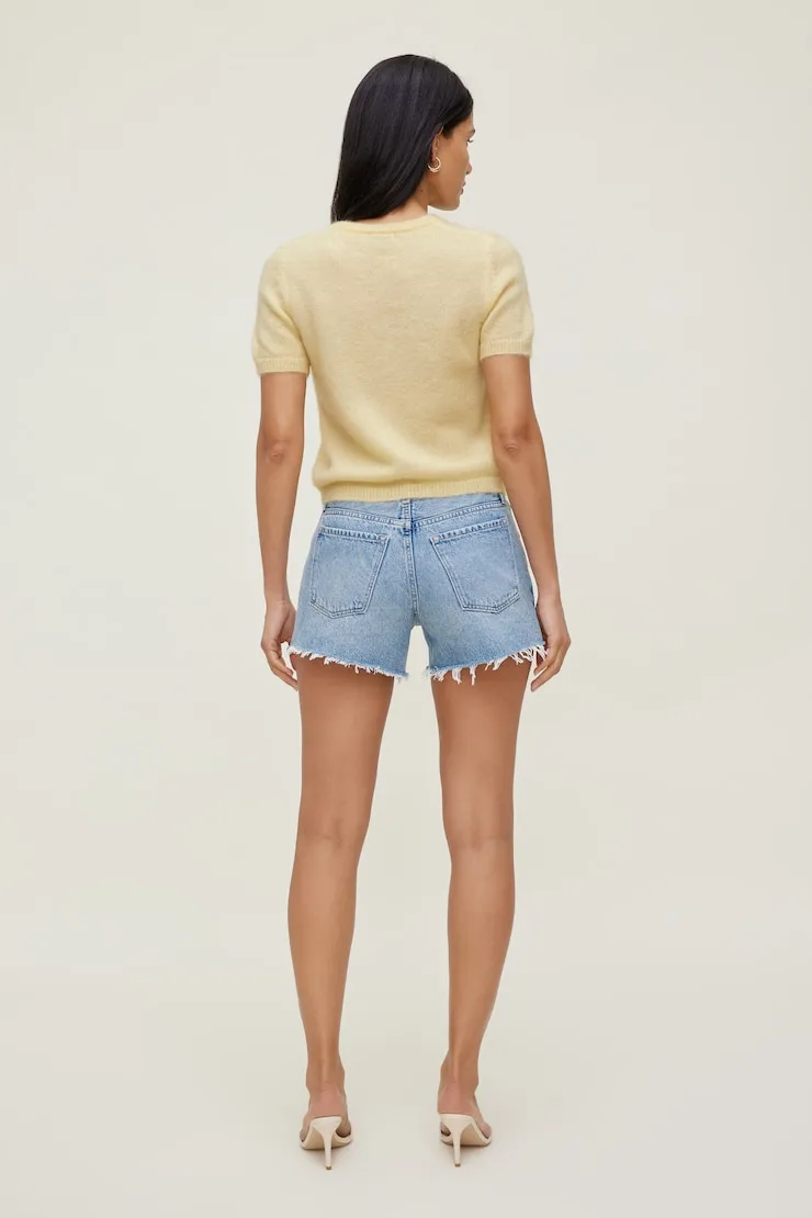 Premium Mohair Short Sleeve Cardigan - Dynamite - Yellow - Women Clothing sold by Dynamite product image thumbnail 2