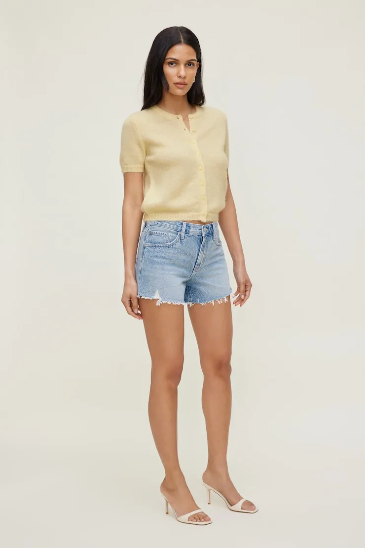 Premium Mohair Short Sleeve Cardigan - Dynamite - Yellow - Women Clothing sold by Dynamite product image thumbnail 3