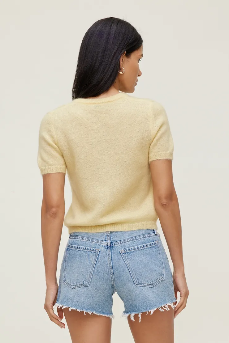 Premium Mohair Short Sleeve Cardigan - Dynamite - Yellow - Women Clothing sold by Dynamite product image thumbnail 5