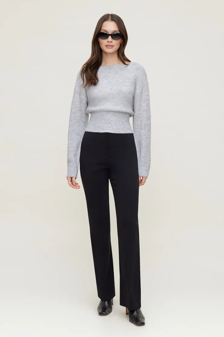 Juliet Cinched Boat Neck Sweater - Dynamite - Greys - Women Clothing sold by Dynamite