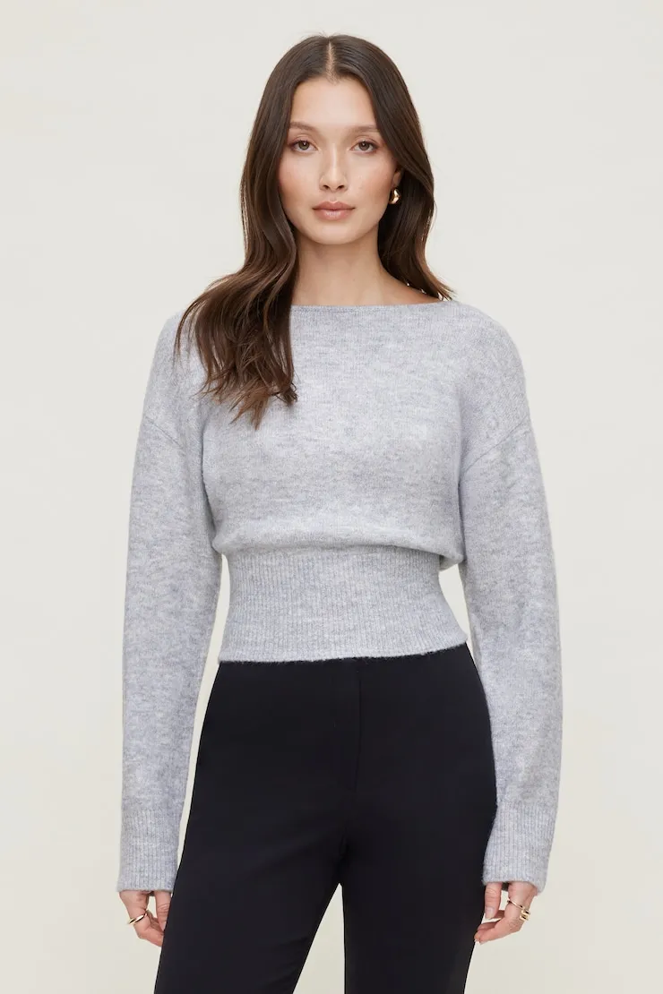 Juliet Cinched Boat Neck Sweater - Dynamite - Greys - Women Clothing sold by Dynamite product image thumbnail 4