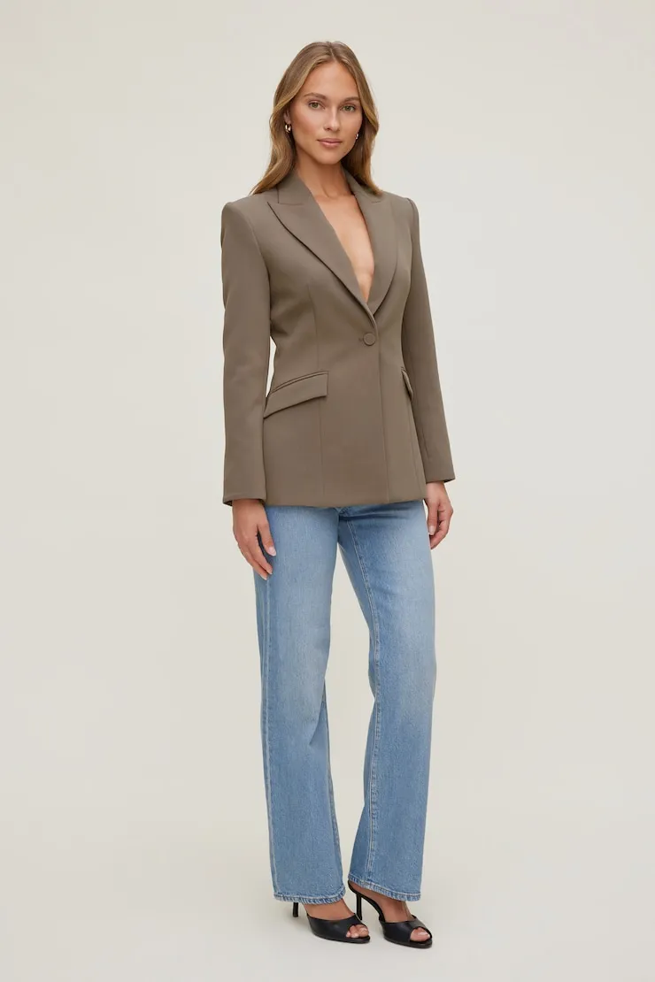 Anna Cinched Blazer - Dynamite - Brown - Women Clothing sold by Dynamite product image thumbnail 3