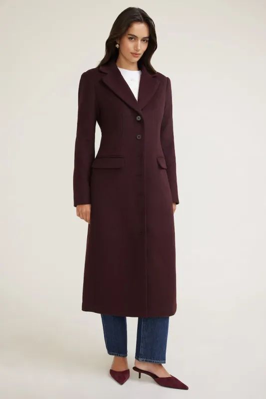 Cinched Wool Coat - Dynamite - Red - Women Clothing made by Dynamite