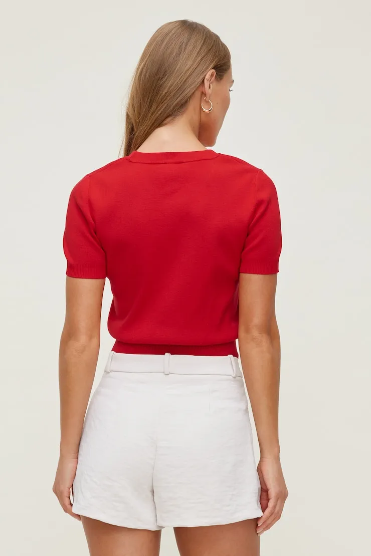 Clara Short Sleeve Sweater - Dynamite - Red - Women Clothing sold by Dynamite product image thumbnail 5