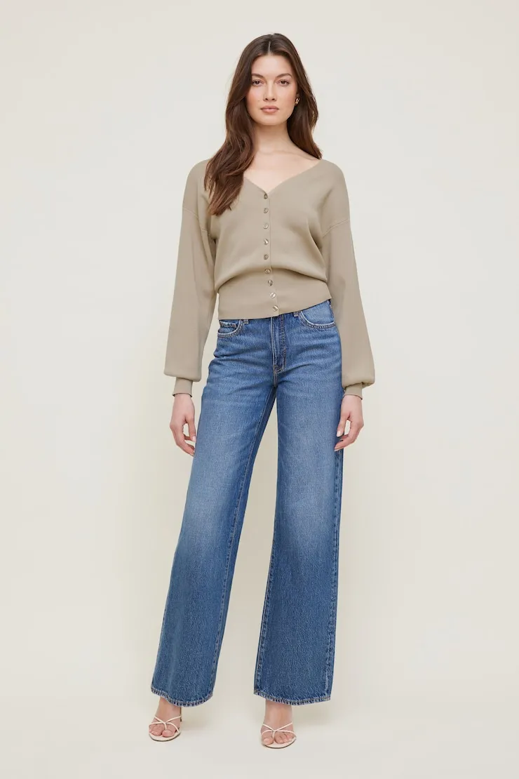 V Neck Cardigan - Dynamite - Beige - Women Clothing sold by Dynamite