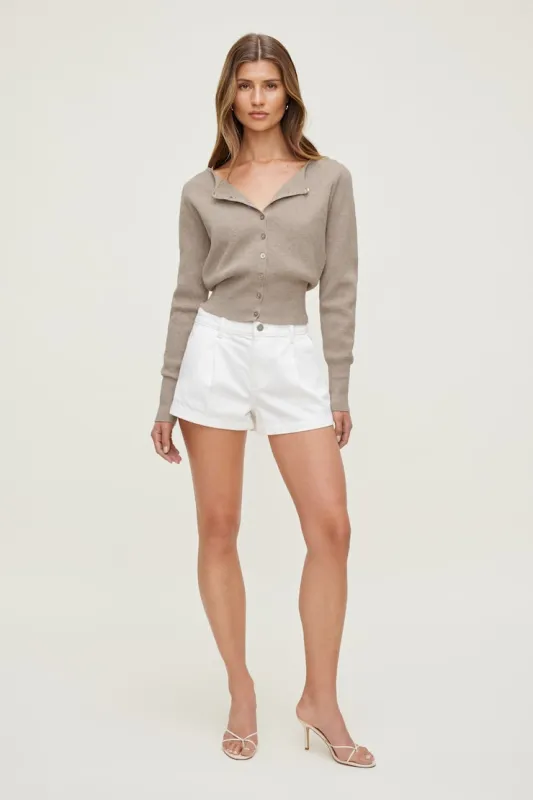 Sara Ribbed Cinch Hem Cardigan - Dynamite - Beige - Women Clothing made by Dynamite